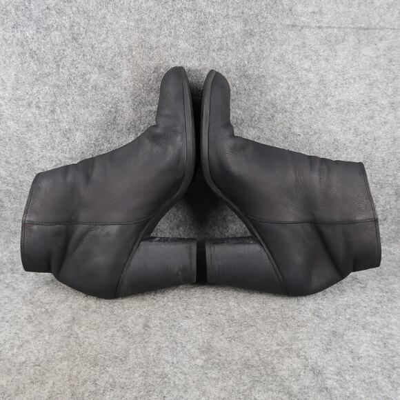 BP Shoes Womens 8.5 Booties Leather Block Heel Side Zip Black Round Toe Fashion - Picture 10 of 14